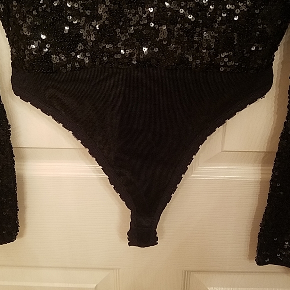 *HP*Donna Karan NY black sequined body suit - Picture 3 of 4